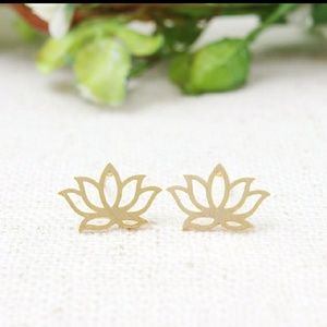 Lotus Flower Gold Earrings